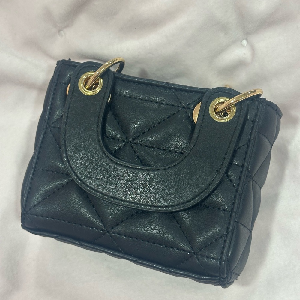 Elegant Black Quilted mini Handbag